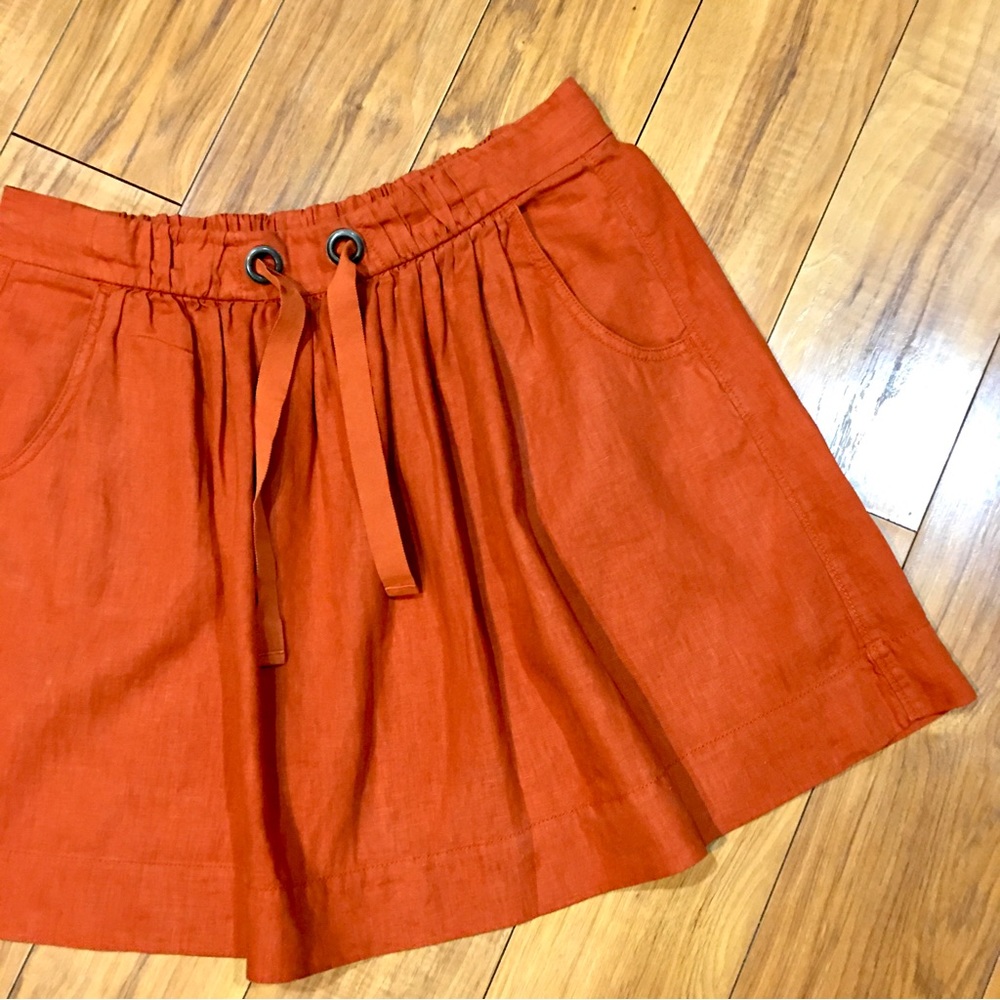 JCrew J Crew linen rust deep orange skirt autumn fall Thanksgiving holid…
